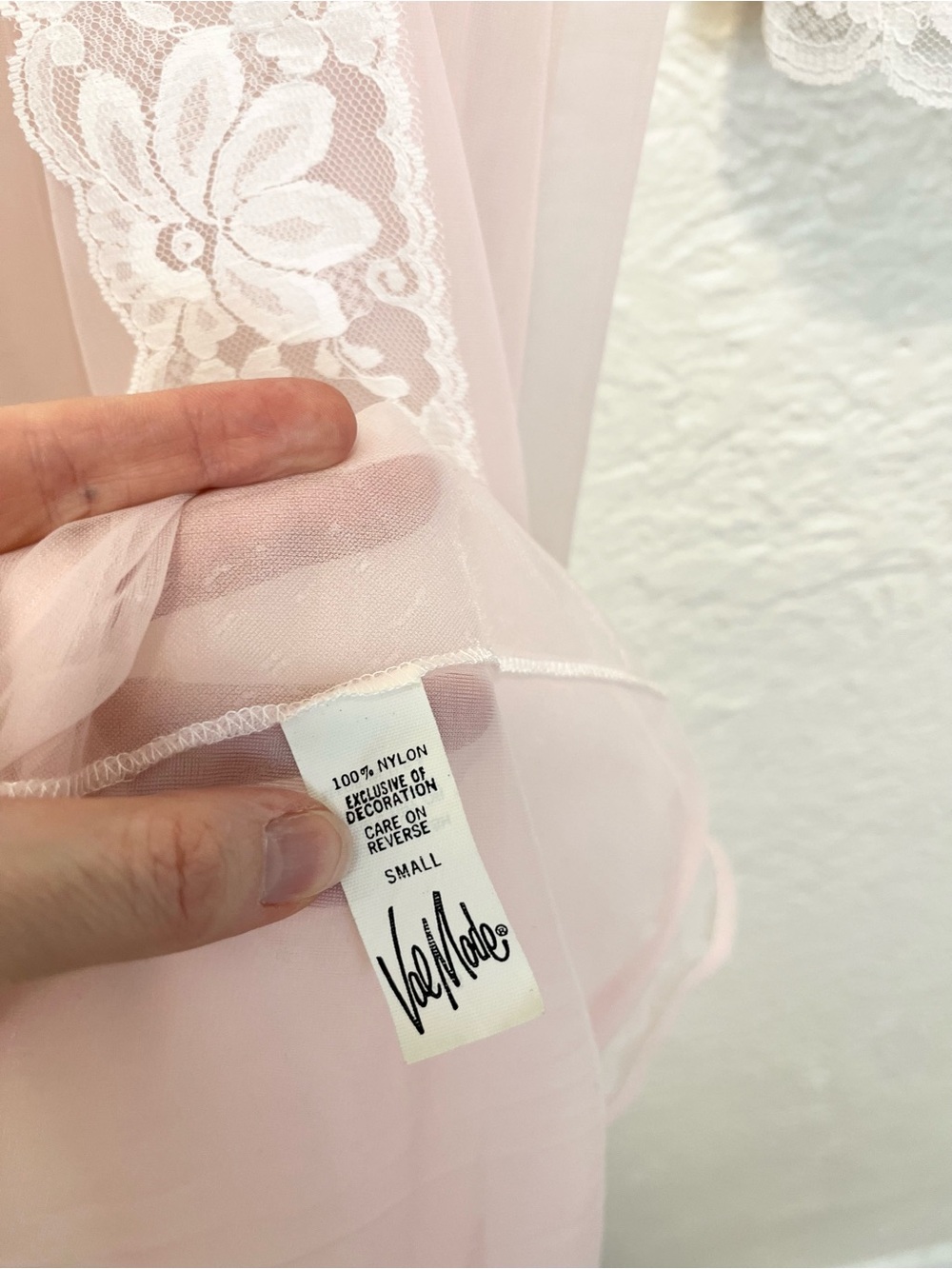 Val Mode Vintage Peignoir Set Nightgown Robe Light Pink White Lace Trim Small S - Picture 12 of 15